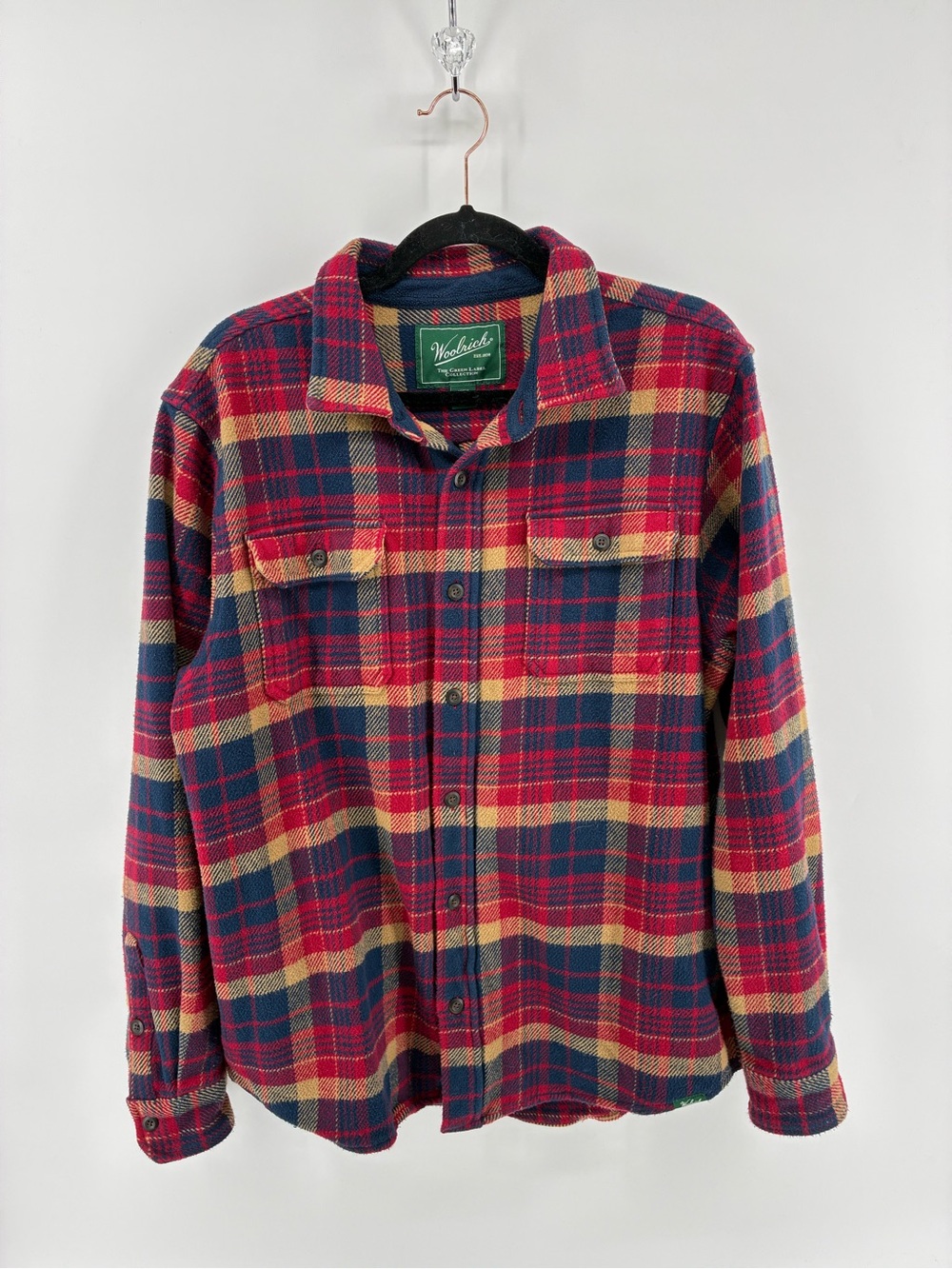 Woolrich The Green Label Red Navy Tan Plaid Button-Front Shirt Jacket